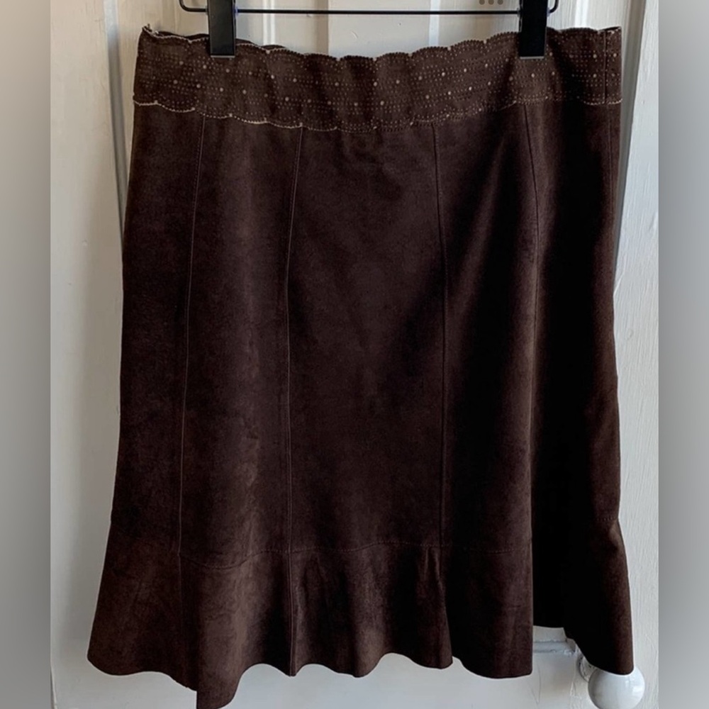 CAbi Brown Suede Leather Skirt Style #380